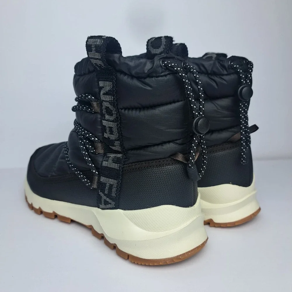 The North Face Thermoball Lace Up Boots Black White Womens Size 9 Snow Winter